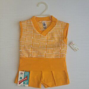 Vintage 70s Sunshine Kiddie 2pc. Outfit 6-9-12mo Boy/Unisex Yellow  Retro Shorts